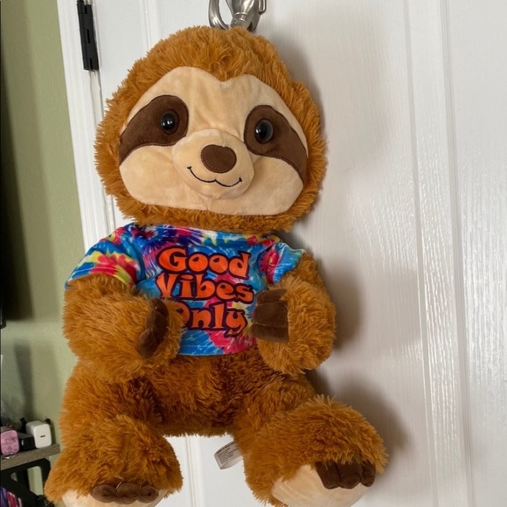 Brown and Blue Stuffed Sloth Toy with Cute Design